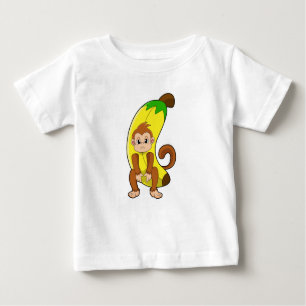 Camiseta Para Bebê Macaco com Banana