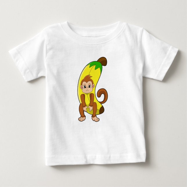 Camiseta Para Bebê Macaco com Banana (Frente)