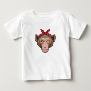 Camiseta Para Bebê Macaco com Bandana