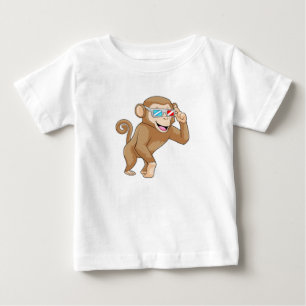 Camiseta Para Bebê Macaco com Óculos