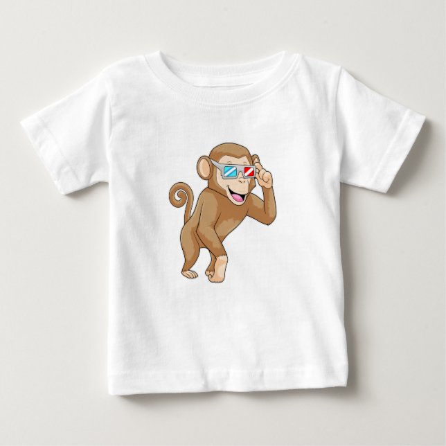 Camiseta Para Bebê Macaco com Óculos (Frente)