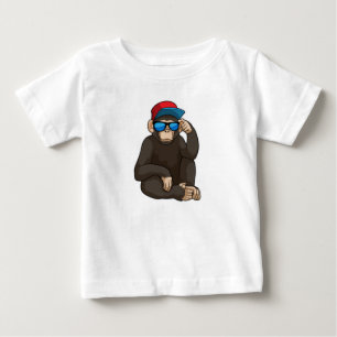 Camiseta Para Bebê Macaco com óculos de sol