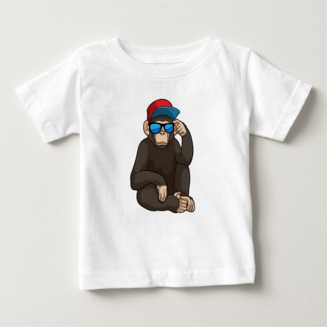 Camiseta Para Bebê Macaco com óculos de sol (Frente)