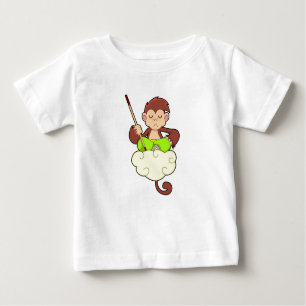 Camiseta Para Bebê Macaco com pernas cruzadas em nuvens