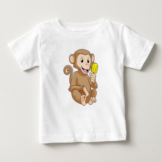 Camiseta Para Bebê Macaco com picolé (Frente)
