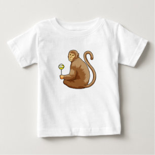 Camiseta Para Bebê Macaco com pirulito