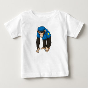 Camiseta Para Bebê Macaco como agente da polícia com uniforme