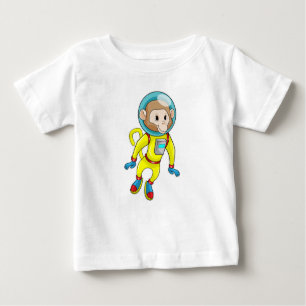 Camiseta Para Bebê Macaco como astronauta