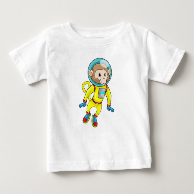 Camiseta Para Bebê Macaco como astronauta (Frente)