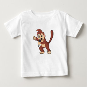 Camiseta Para Bebê Macaco como Cantor com Microfone.PNG