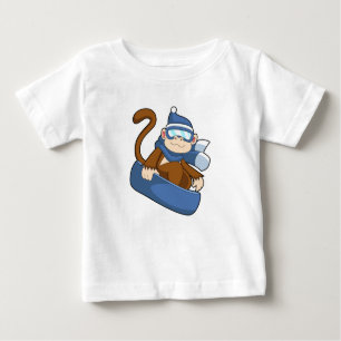 Camiseta Para Bebê Macaco como Snowboarder com Sonowboard.PNG