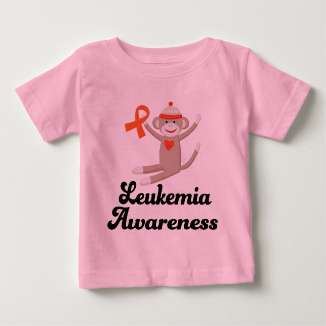 Camiseta Para Bebê Macaco da peúga da consciência da leucemia (Frente)