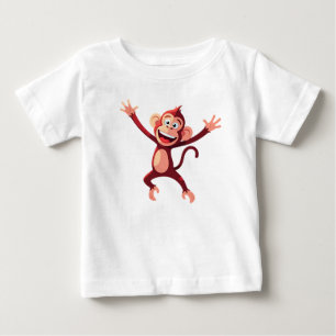 Camiseta Para Bebê Macaco de desenho animado alegre saltitante