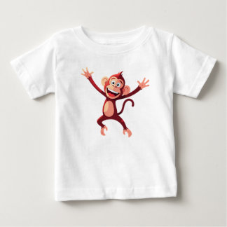 Camiseta Para Bebê Macaco de desenho animado alegre saltitante