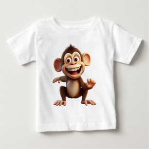 Camiseta Para Bebê Macaco de desenho animado sorrindo – design do Dia