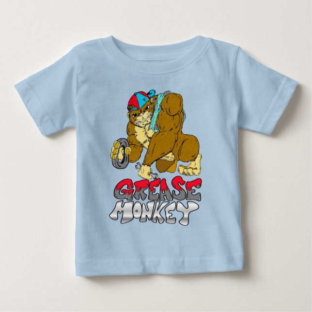 Camiseta Para Bebê Macaco de graxa (Frente)