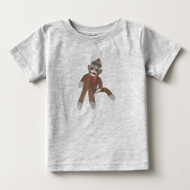Camiseta Para Bebê Macaco de Meia (Frente)