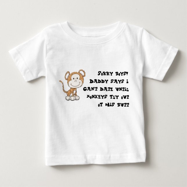 Camiseta Para Bebê macaco, desculpe rapazes! Pai diz que não posso sa (Frente)