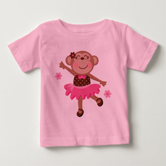 Camiseta Para Bebê Macaco do balé bonito (Frente)