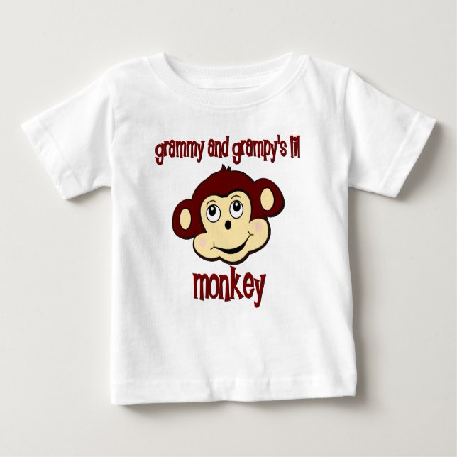 Camiseta Para Bebê Macaco do lil de Grammy e de Grampy (Frente)