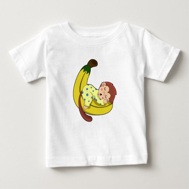 Camiseta Para Bebê Macaco dormindo de pijama (Frente)