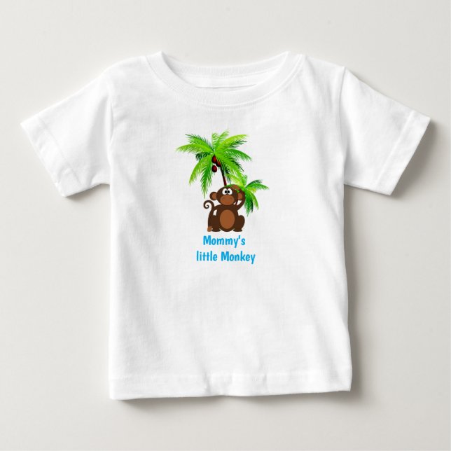Camiseta Para Bebê Macaco e Animal de Zoológico Palmeira (Frente)