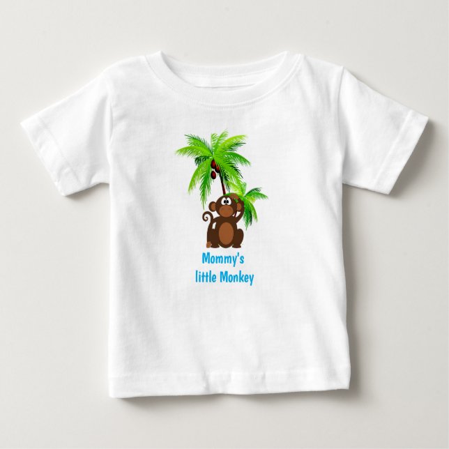 Camiseta Para Bebê Macaco e Animal do Zoológico da Palmeira (Frente)