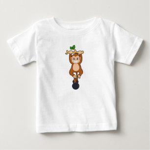 Camiseta Para Bebê Macaco em Fortalecimento com Dumbbell