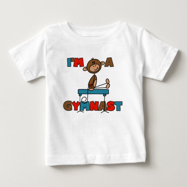 Camiseta Para Bebê Macaco Eu sou um Ginasta (Frente)