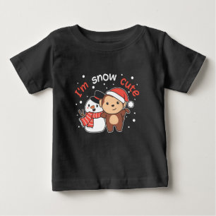 Camiseta Para Bebê Macaco Eu Te Amo Neve Muito Snowman Pun