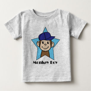 Camiseta Para Bebê Macaco feliz com clipe de desenho animado em estre