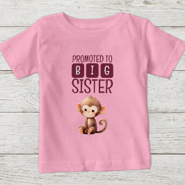 Camiseta Para Bebê Macaco fofo irmã mais velha rosa