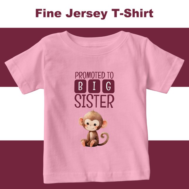 Camiseta Para Bebê Macaco fofo irmã mais velha rosa (Criador carregado)