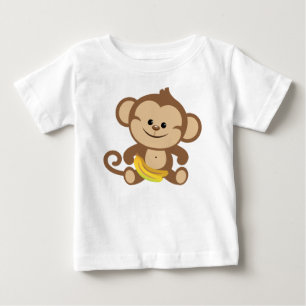 Camiseta Para Bebê Macaco-Menino Com Banana