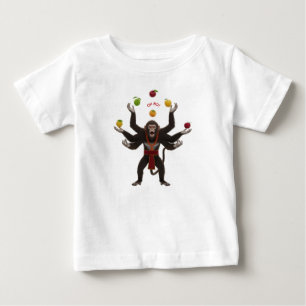 Camiseta Para Bebê Macaco Multi-Braço Estressado Faz Malabarismo com