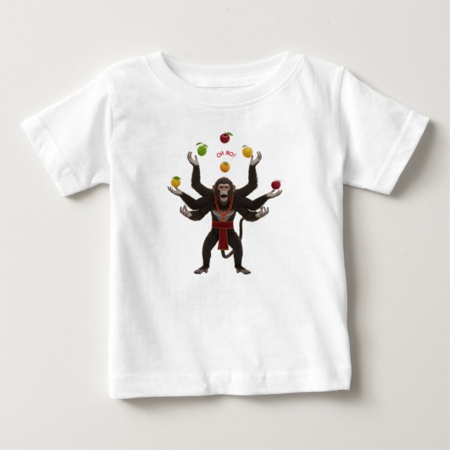 Camiseta Para Bebê Macaco Multi-Braço Estressado Faz Malabarismo com  (Frente)