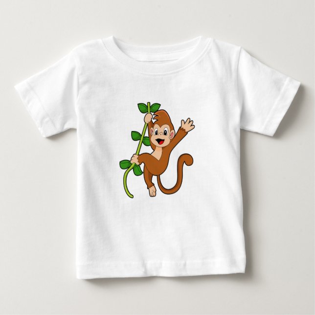 Camiseta Para Bebê Macaco na Selva (Frente)