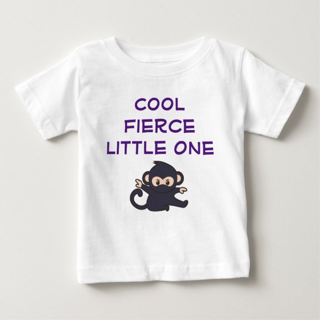 Camiseta Para Bebê Macaco Ninja de Desenho Animado Engraçado e Fofo (Frente)