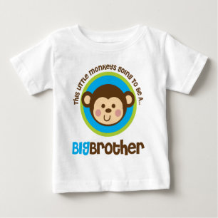 Camiseta Para Bebê Macaco Pequeno Vai Ser Um Grande Irmão