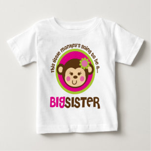 Camiseta Para Bebê Macaco Pequeno Vai Ser Uma Irmã Grande