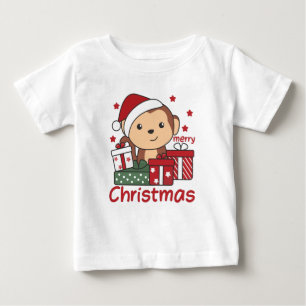 Camiseta Para Bebê Macaco Presente de Natal Presente nos Macacos de I