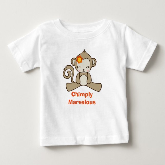 Camiseta Para Bebê Macaco Pun Engraçado Dizendo Com Macaco Bonito (Frente)