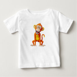Camiseta Para Bebê Macaco Rindo em Fundo Branco