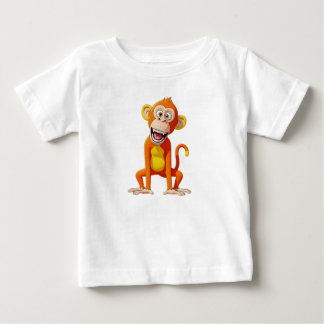 Camiseta Para Bebê Macaco Rindo em Fundo Branco