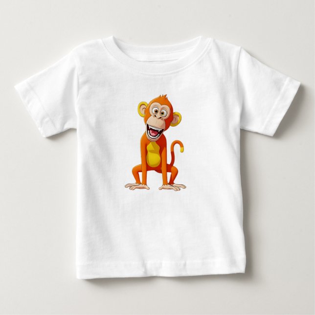 Camiseta Para Bebê Macaco Rindo em Fundo Branco (Frente)
