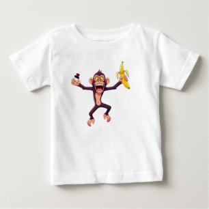 Camiseta Para Bebê Macaco segurando uma banana