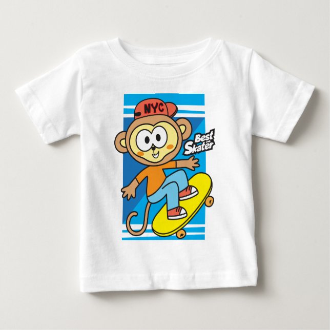 Camiseta Para Bebê Macaco skate bebê  (Frente)