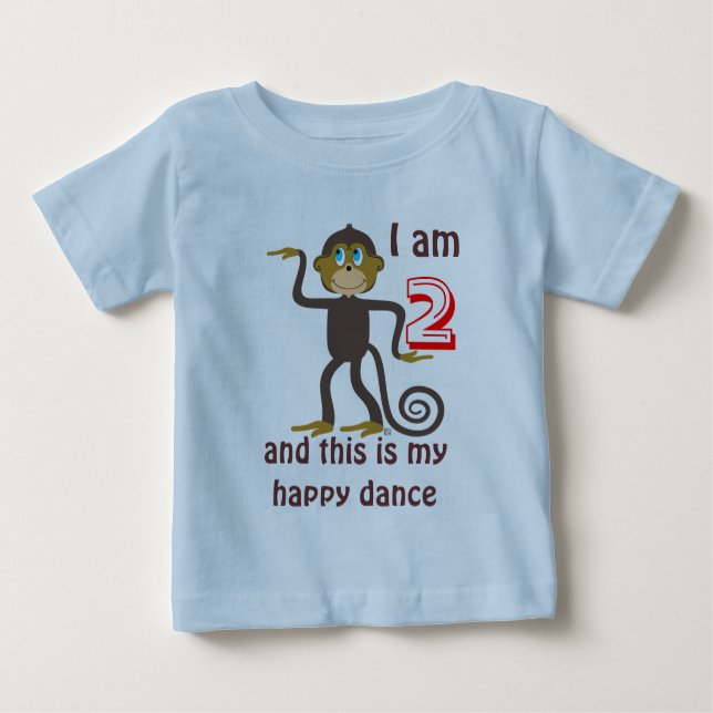 Camiseta Para Bebê Macacos dançantes, segundo aniversário, personaliz (Frente)