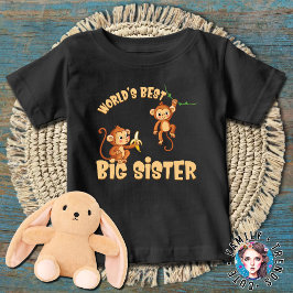 Camiseta Para Bebê Macacos Divertidos Melhor Irmã Mais Velha do Mundo