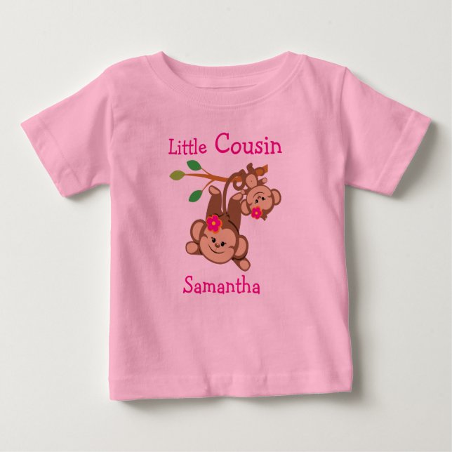 Camiseta Para Bebê Macacos-Garotas Personalizados - Primo Pequeno (Frente)